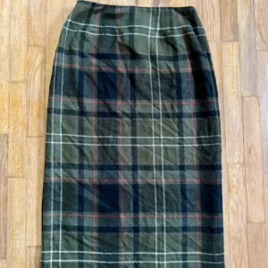 Plaid Wool Midi Skirt