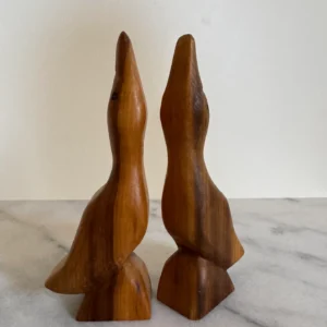 Hand-Carved Wooden Abstract Sculptures (Set of 2)